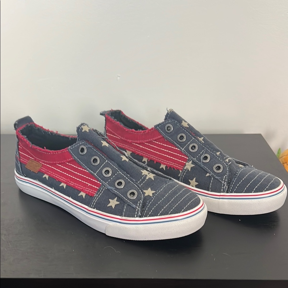 Blowfish Red and Blue Star-Patterned Sneakers